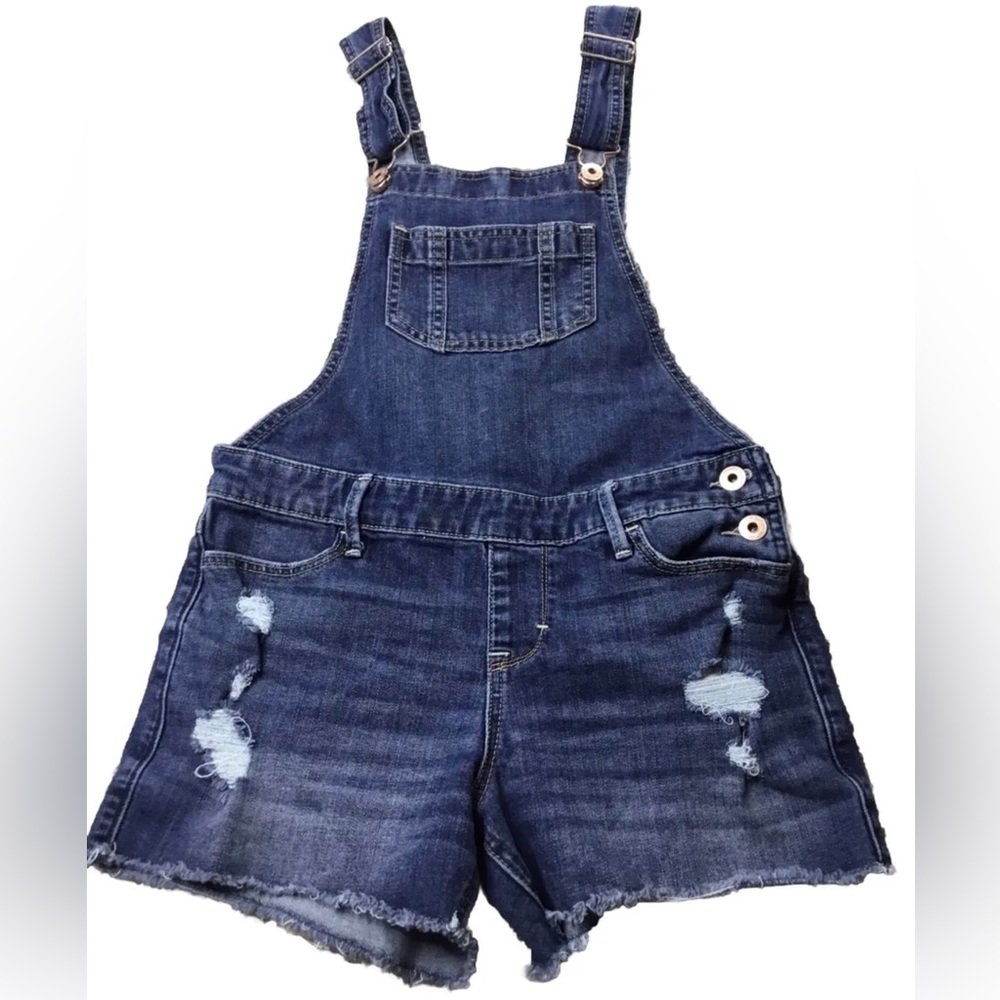 ABERCROMBIE Kids Girls size 13/14 DESTROYED JEAN BIBS